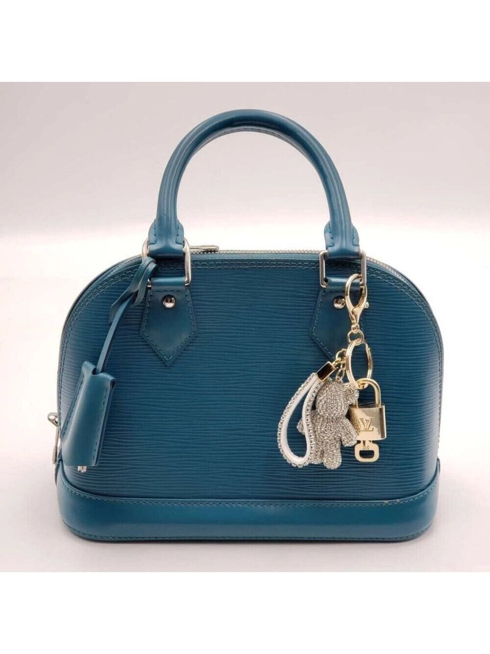 Authentic Louis Vuitton Lock & Key with unbranded Rhinestone Bear Bagcharm